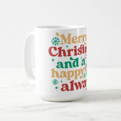 Vrolijk kerstfeest en een Happy Always Coffee Mok (Voorkant links)