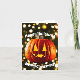 Vrolijk kerstfeest en een Happy Halloween Notitiekaartje