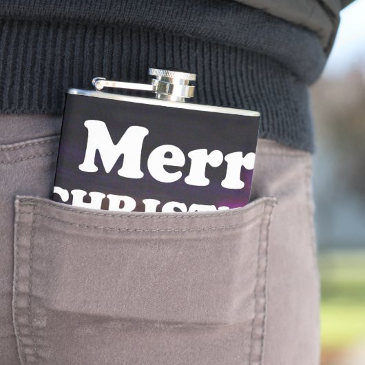 Vrolijk kerstfeest en een Happy New Year begroetin Heupfles (Voorbeeld)