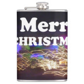 Vrolijk kerstfeest en een Happy New Year begroetin Heupfles (Voorkant)