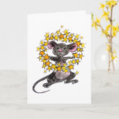 Vrolijk kerstfeest en een Happy New Year Muis met  Kaart (Gele Bloem)