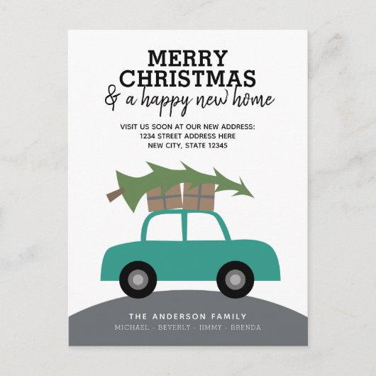Vrolijk kerstfeest en een nieuw thuisadres feestdagenkaart (Voorkant)