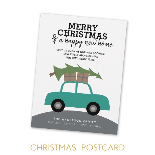 Vrolijk kerstfeest en een nieuw thuisadres feestdagenkaart