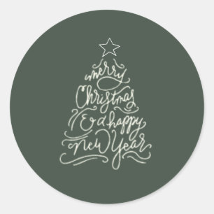 Vrolijk kerstfeest en een vrolijk nieuwjaar Sticke Ronde Sticker