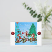Vrolijk kerstfeest en Elves Feestdagenkaart (Staand voorkant)