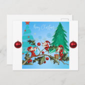 Vrolijk kerstfeest en Elves Feestdagenkaart (Voorkant / Achterkant)