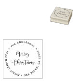 Vrolijk kerstfeest en familienaam retouradres rubberstempel (Gestempeld)