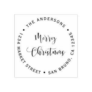 Vrolijk kerstfeest en familienaam retouradres rubberstempel