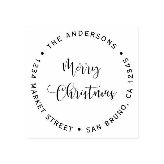Vrolijk kerstfeest en familienaam retouradres rubberstempel (Afrduk)