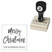 Vrolijk Kerstfeest en familienaam Rubber Stamp Rubberstempel (Gestempeld)