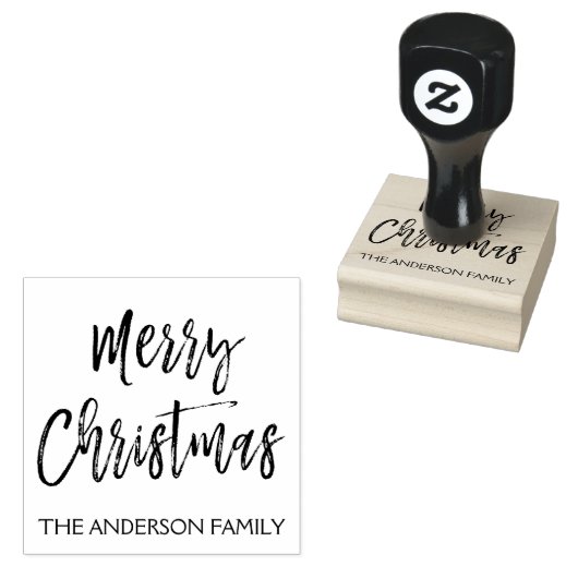 Vrolijk Kerstfeest en familienaam Rubber Stamp Rubberstempel