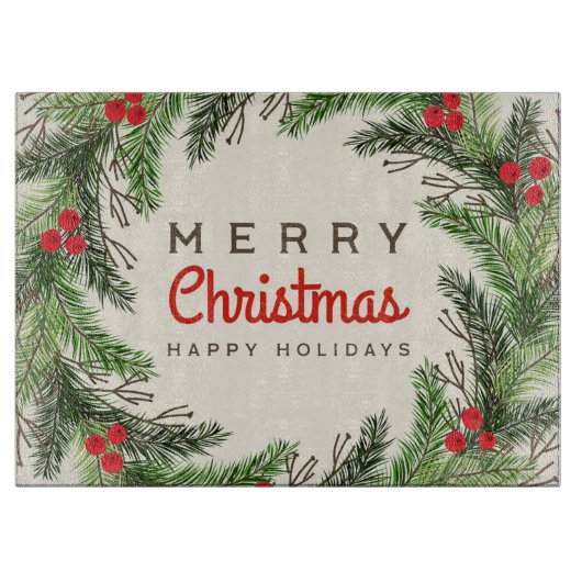 Vrolijk kerstfeest en fijne feestdagen snijplank (Voorkant)