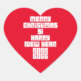 Vrolijk kerstfeest en gelukkig nieuwjaar 2022 hart sticker
