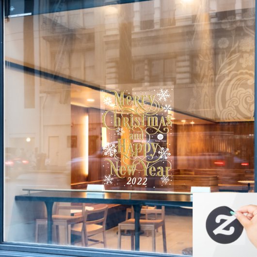  Vrolijk kerstfeest en gelukkig nieuwjaar 2022 Res Raamsticker (Cafe Raam)