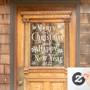  Vrolijk kerstfeest en gelukkig nieuwjaar 2022, th Raamsticker