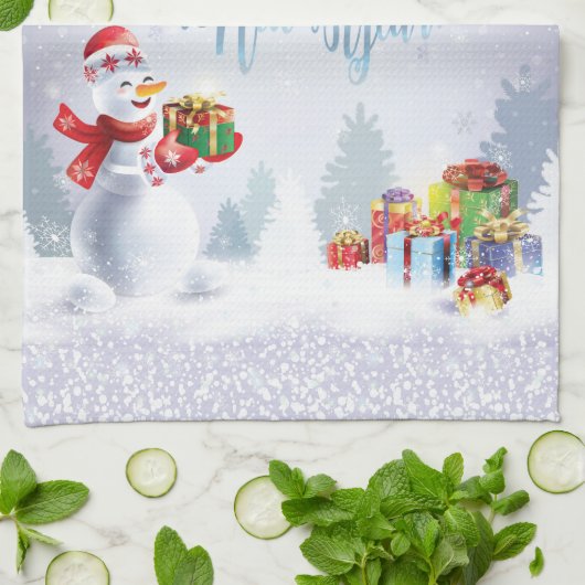 Vrolijk kerstfeest en gelukkig nieuwjaar 2022 XMAS Theedoek (Gevouwen)