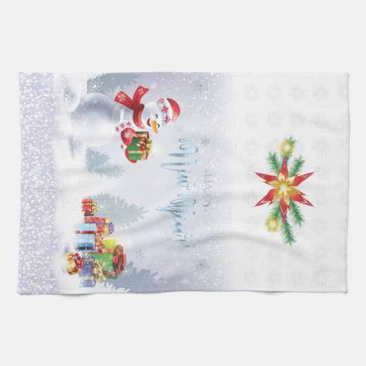 Vrolijk kerstfeest en gelukkig nieuwjaar 2022 XMAS Theedoek (Horizontaal)