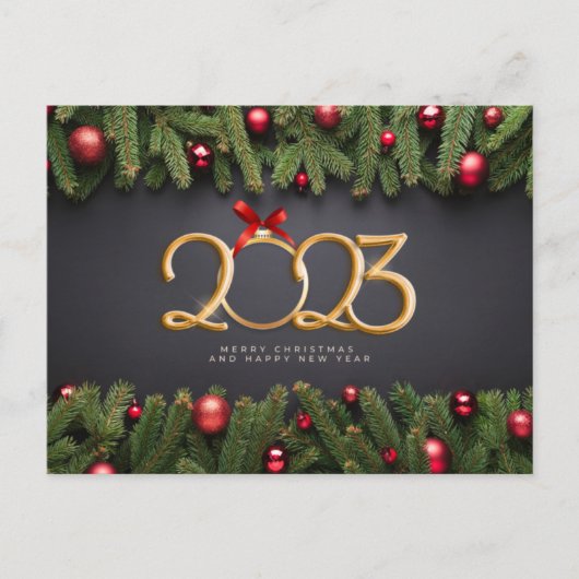 Vrolijk kerstfeest en gelukkig nieuwjaar 2023 briefkaart (Voorkant)