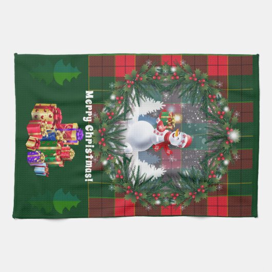 Vrolijk kerstfeest en gelukkig nieuwjaar 20XX Snow Theedoek (Horizontaal)