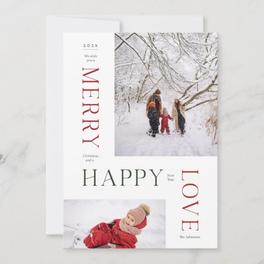 Vrolijk kerstfeest en gelukkig nieuwjaar 2 foto feestdagenkaart (Voorkant)