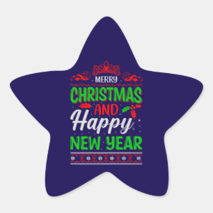 Vrolijk kerstfeest en gelukkig nieuwjaar-61064 ster sticker