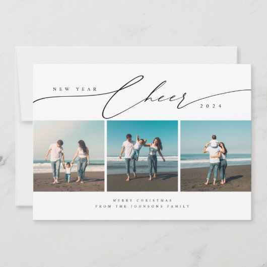Vrolijk Kerstfeest en Gelukkig Nieuwjaar Beach Fot Feestdagenkaart (Voorkant)