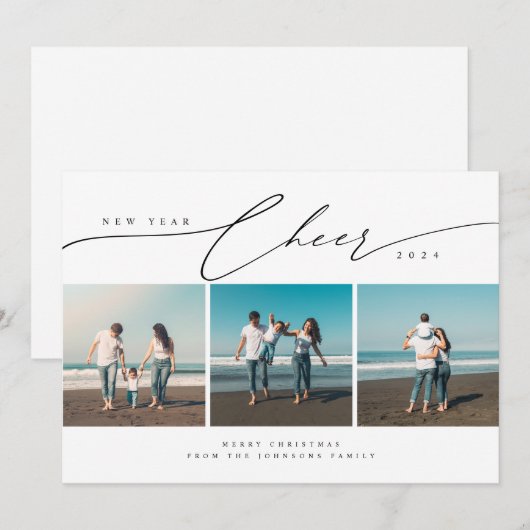 Vrolijk Kerstfeest en Gelukkig Nieuwjaar Beach Fot Feestdagenkaart (Voorkant / Achterkant)