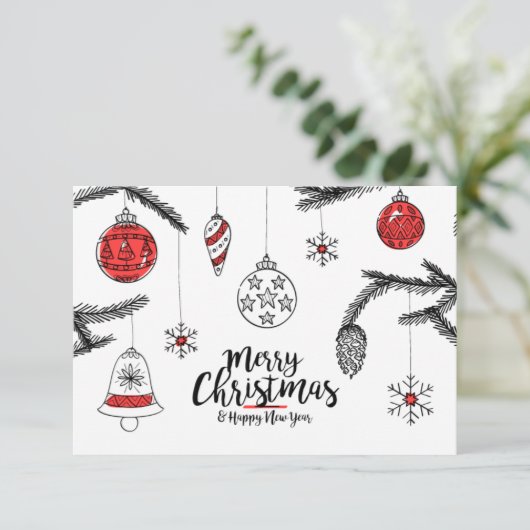 Vrolijk kerstfeest en gelukkig nieuwjaar bedankkaart (Staand voorkant)