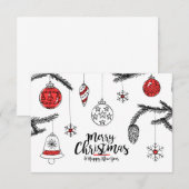 Vrolijk kerstfeest en gelukkig nieuwjaar bedankkaart (Voorkant / Achterkant)