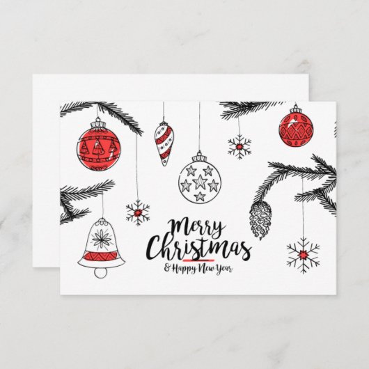 Vrolijk kerstfeest en gelukkig nieuwjaar bedankkaart (Voorkant / Achterkant)