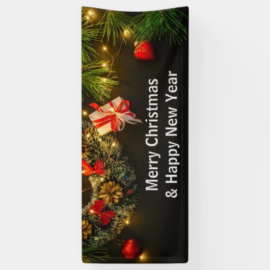 Vrolijk Kerstfeest en Gelukkig Nieuwjaar Binnen Bu Spandoek (Verticaal)