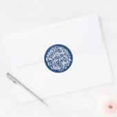 Vrolijk Kerstfeest en Gelukkig Nieuwjaar Blauw Gli Ronde Sticker (Envelop)