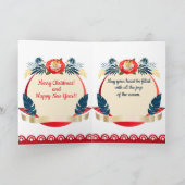 Vrolijk kerstfeest en gelukkig nieuwjaar! Blauwe v Feestdagen Kaart (Binnen)