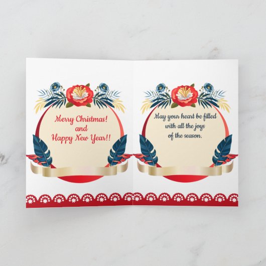 Vrolijk kerstfeest en gelukkig nieuwjaar! Blauwe v Feestdagen Kaart (Binnen)