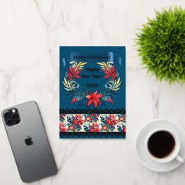 Vrolijk kerstfeest en gelukkig nieuwjaar! Blauwe v Folie Feestdagenkaart