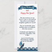 Vrolijk kerstfeest en gelukkig nieuwjaar! Blauwe v Kaart (Achterkant)