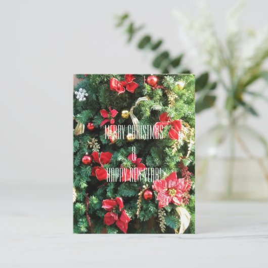 Vrolijk kerstfeest en gelukkig nieuwjaar, boom feestdagenkaart (Staand voorkant)