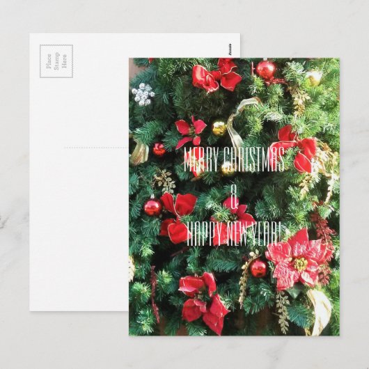 Vrolijk kerstfeest en gelukkig nieuwjaar, boom feestdagenkaart (Voorkant / Achterkant)