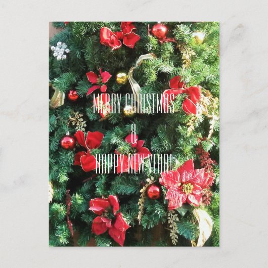 Vrolijk kerstfeest en gelukkig nieuwjaar, boom feestdagenkaart (Voorkant)