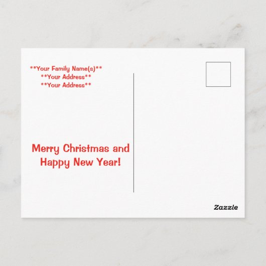 Vrolijk kerstfeest en gelukkig nieuwjaar briefkaart (Achterkant)