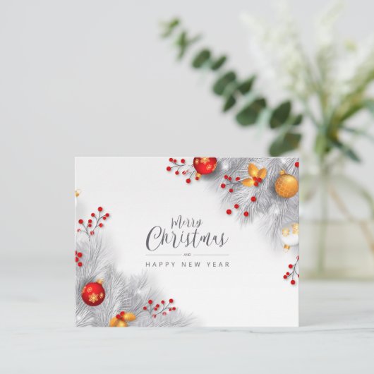 Vrolijk kerstfeest en gelukkig nieuwjaar briefkaart (Staand voorkant)