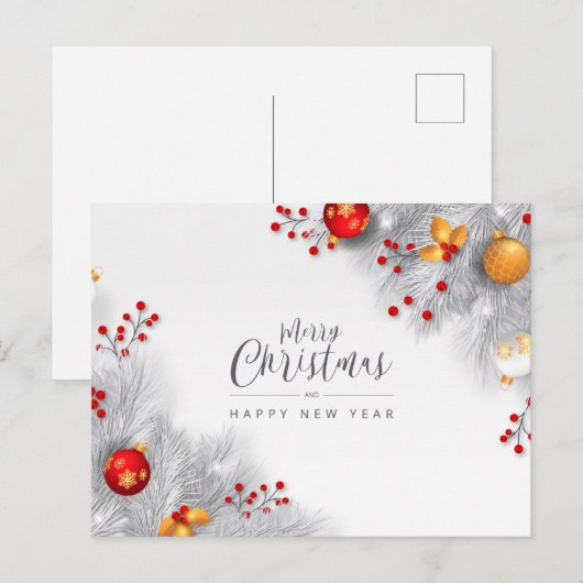 Vrolijk kerstfeest en gelukkig nieuwjaar briefkaart (Voorkant / Achterkant)
