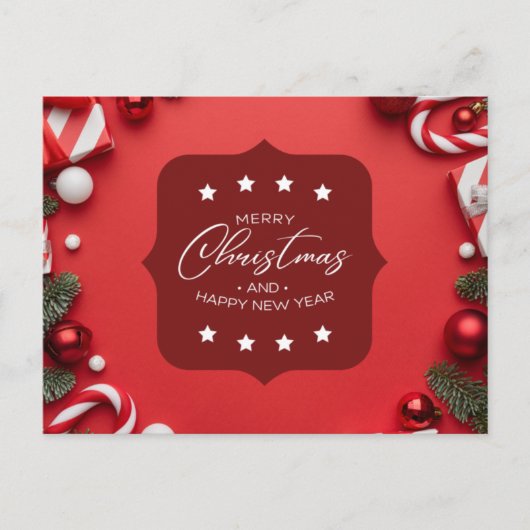 Vrolijk kerstfeest en gelukkig nieuwjaar briefkaart (Voorkant)