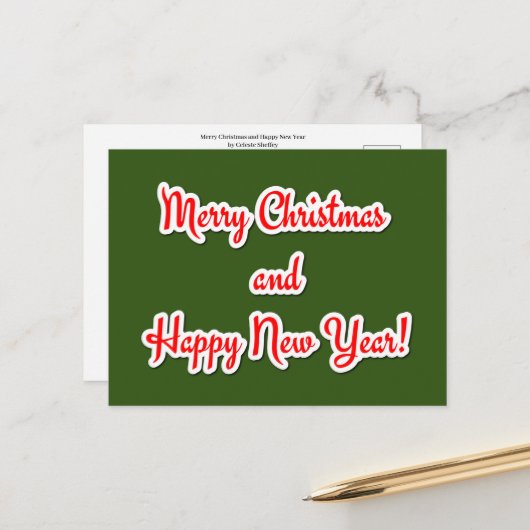 Vrolijk kerstfeest en gelukkig nieuwjaar briefkaart (Voorkant / Achterkant in situ)