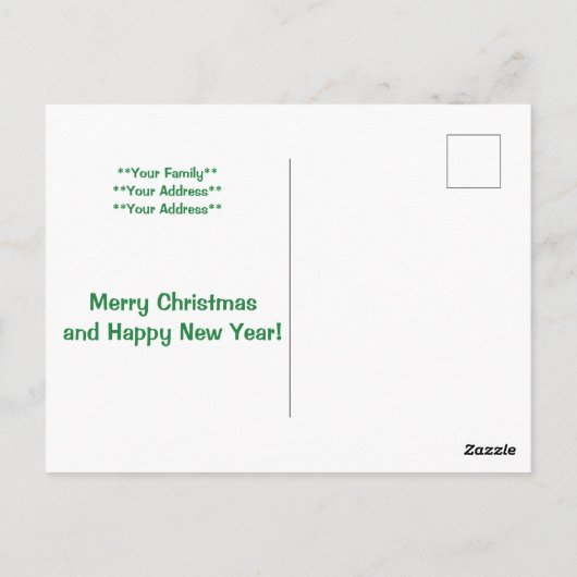 Vrolijk kerstfeest en gelukkig nieuwjaar briefkaart (Achterkant)