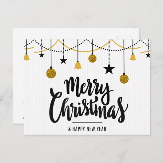 Vrolijk kerstfeest en gelukkig nieuwjaar briefkaart (Voorkant / Achterkant)