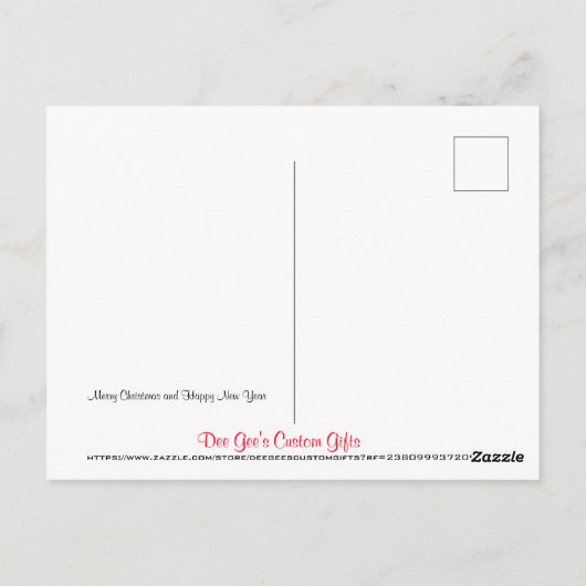 Vrolijk kerstfeest en gelukkig nieuwjaar briefkaart (Achterkant)