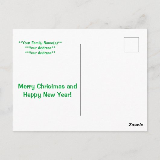 Vrolijk kerstfeest en gelukkig nieuwjaar briefkaart (Achterkant)