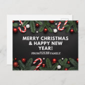 Vrolijk kerstfeest en gelukkig nieuwjaar briefkaart (Voorkant / Achterkant)