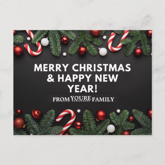 Vrolijk kerstfeest en gelukkig nieuwjaar briefkaart (Voorkant)